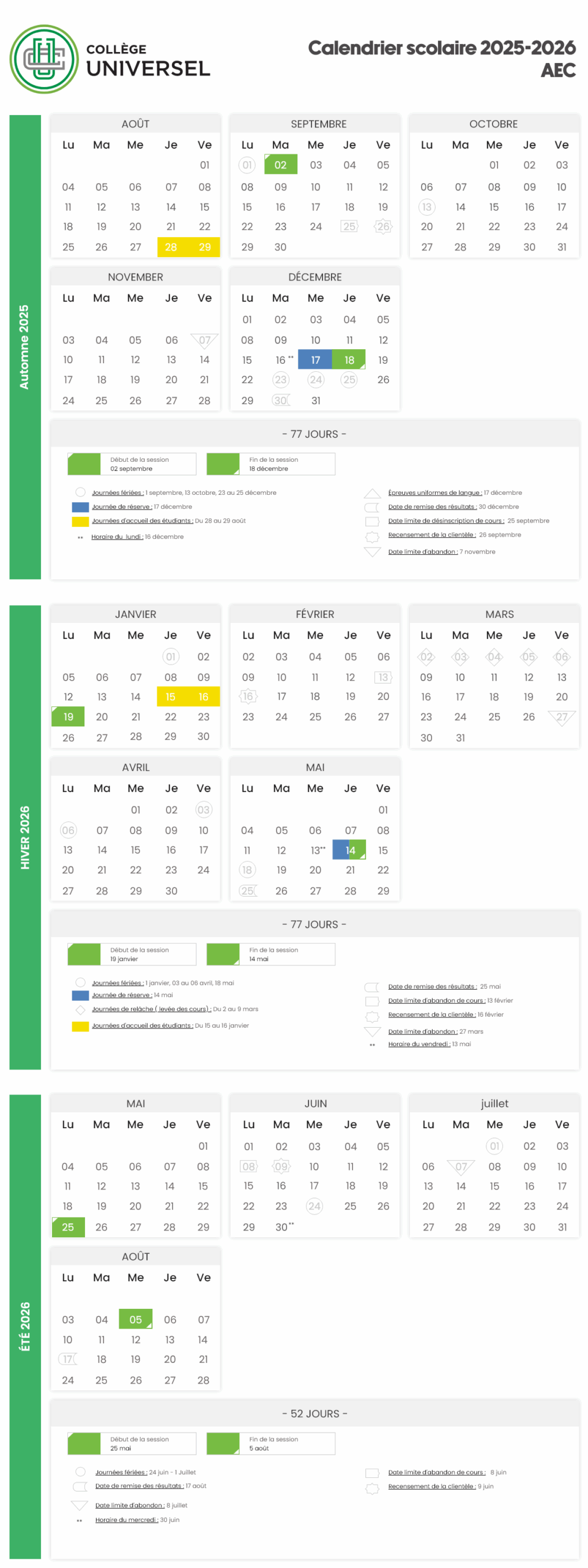 calendrier fr – AEC